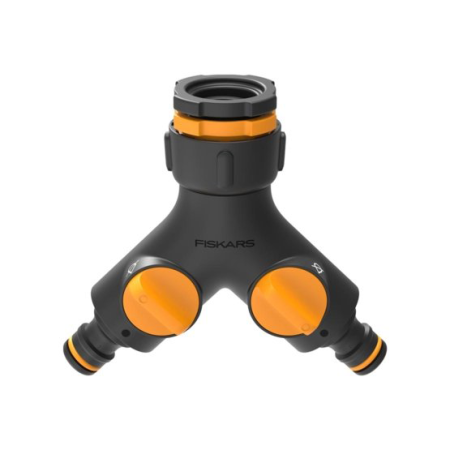 CONECTOR DE GRIFO CON DOBLE SALIDA INDEPENDIENTE FISKARS